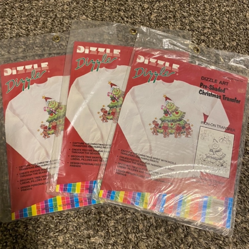 3 Christmas tree iron on transfers